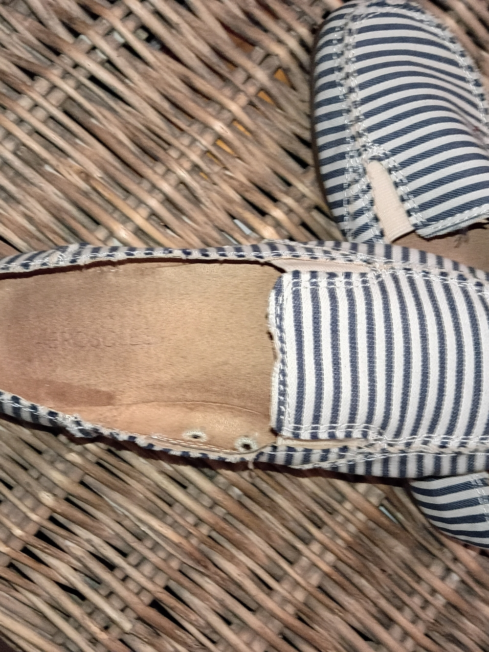 Striped Slip-On Canvas Shoes in Navy and White